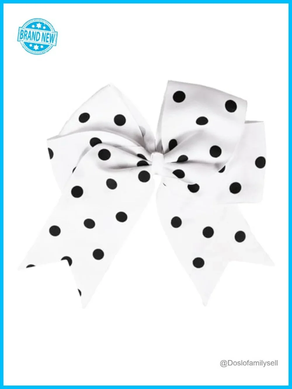 Large Polka Dot Grosgrain Ribbon Hair Bow with Tails Alligator Clip 7.5 Inch